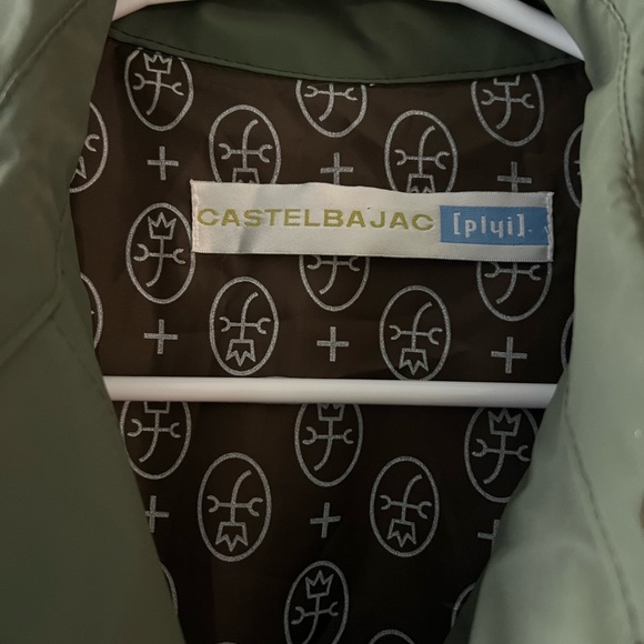 Castelbajac Designer PVC Long Olive Green Rain Jacket - Picture 4 of 5